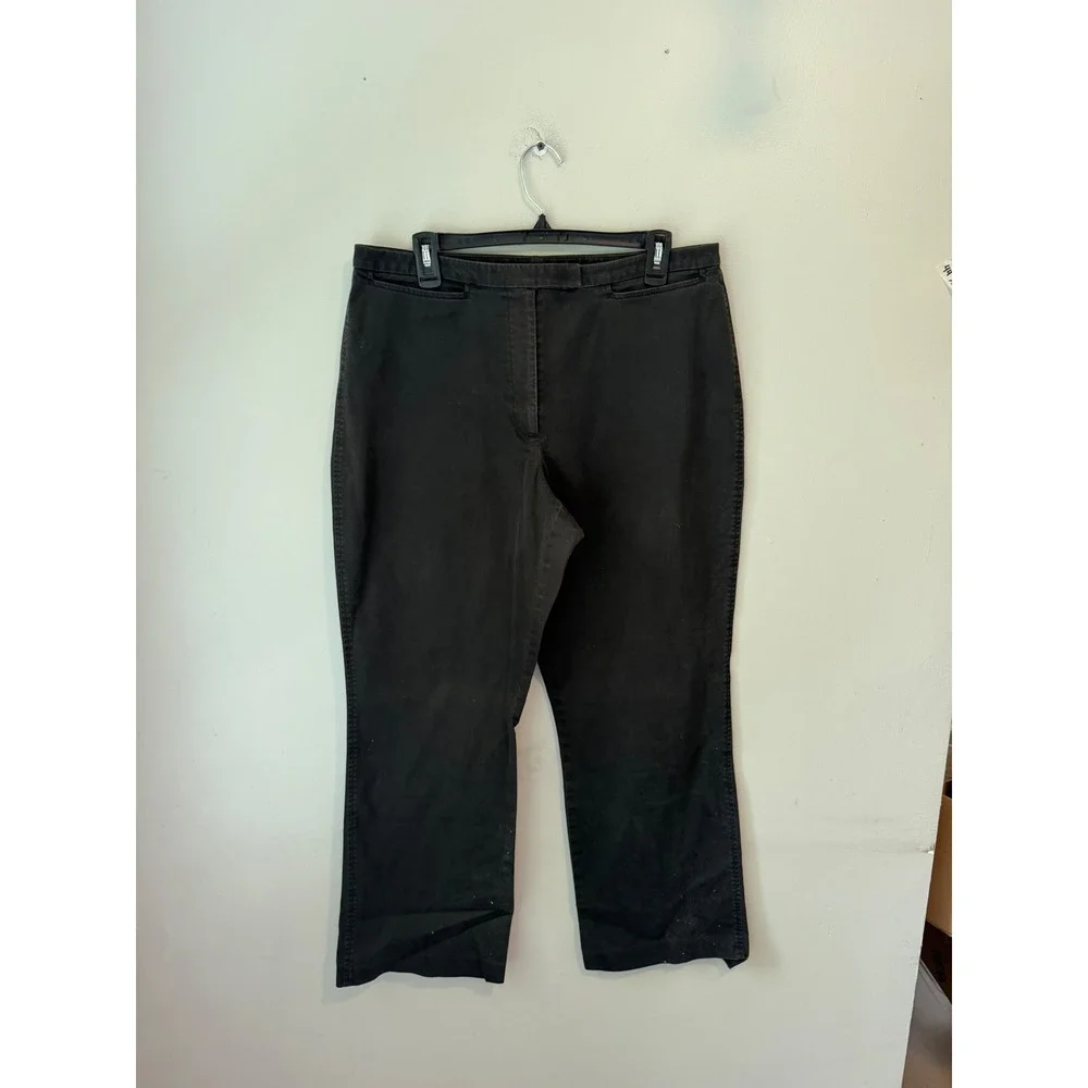 Ann Taylor Stretch Black Straight Leg Trousers Pants Women Size 14 Cotton Blend